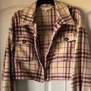 HYFVE Pink and Cream Plaid Utility Jacket